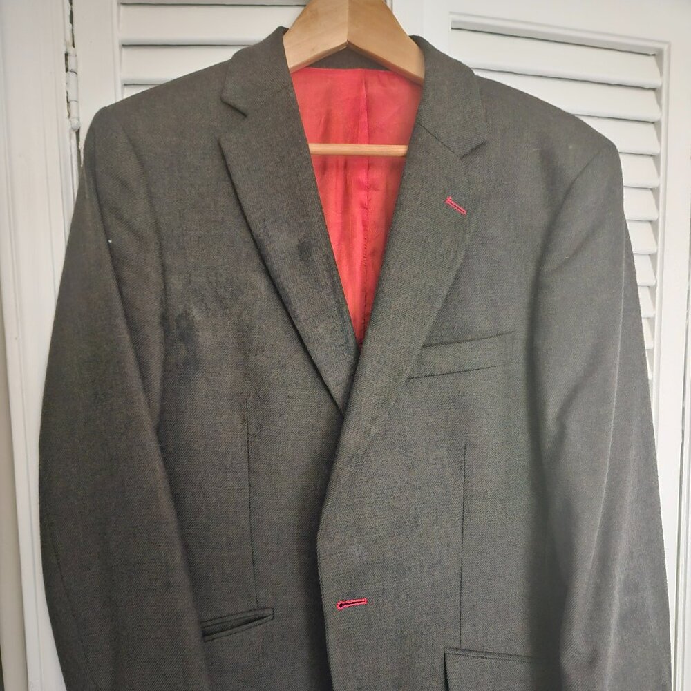 El Ganso Dark Green Wool Blazer 40R – Herringbone, Tailored Fit